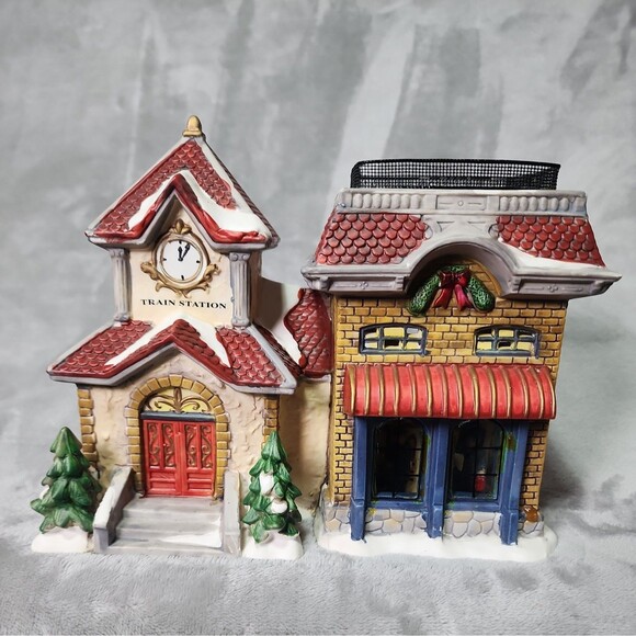 Holiday Traditions Lighted Porcelain Train Station # 997368-MMI - Picture 1 of 8